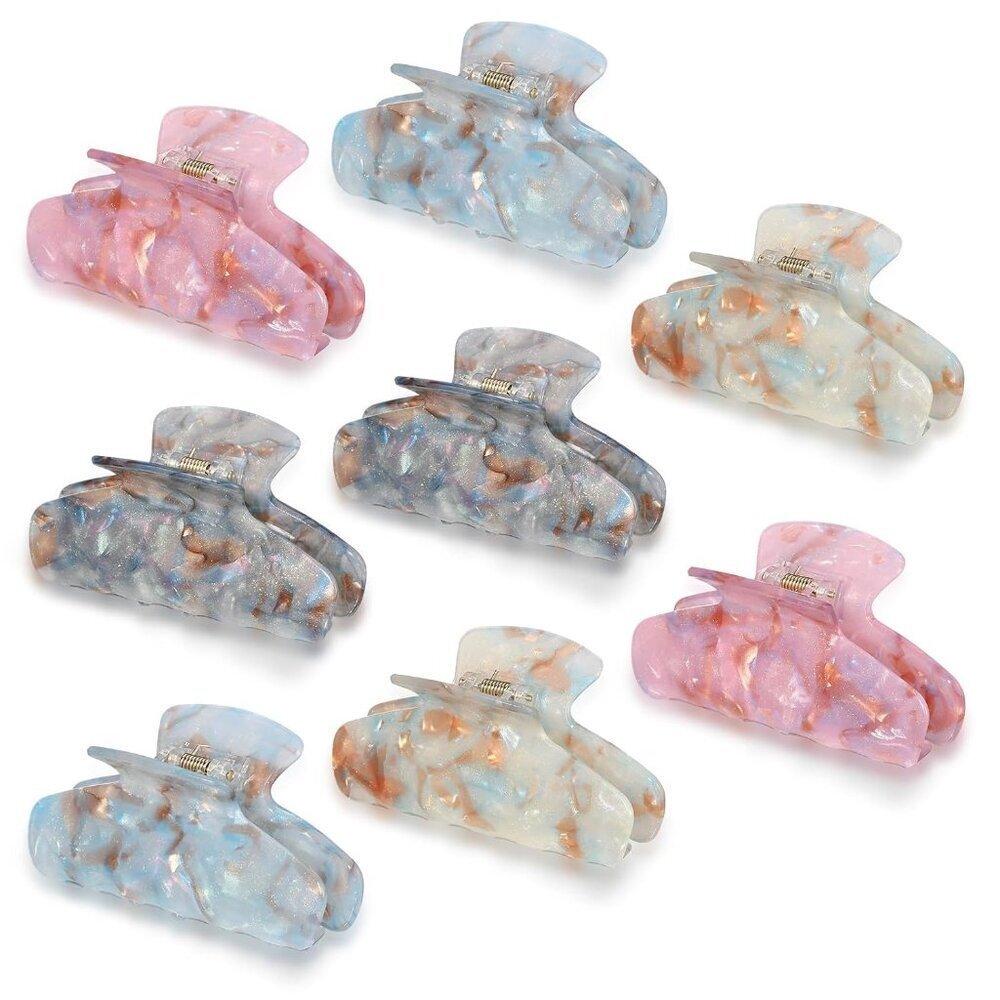 8 Large Acrylic Hair Claw Clips Women Non-slip Strong Hold for Thick Hair